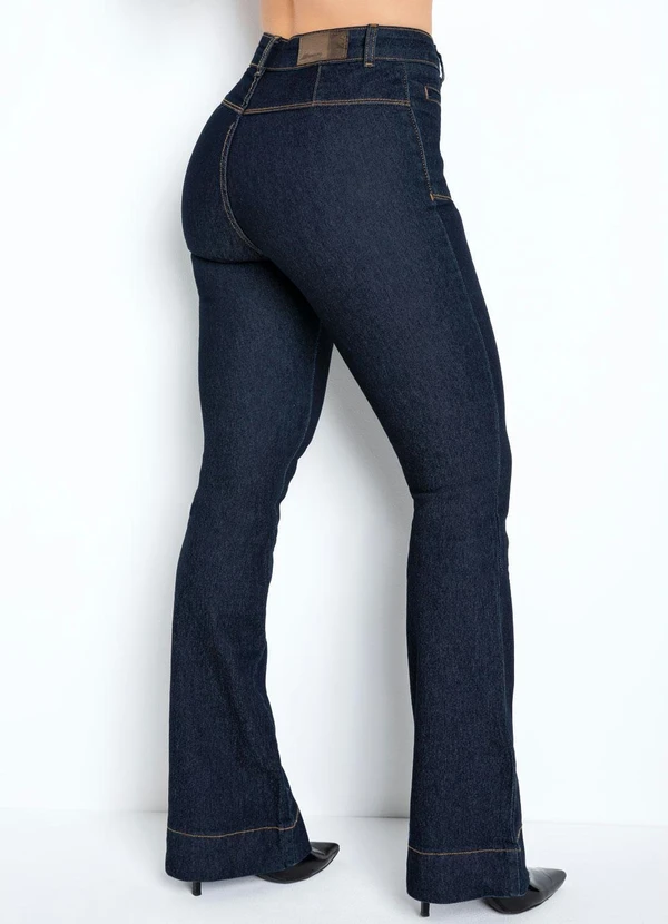 Sawary Jeans - Calça Flare Jeans Escuro Sawary com Botões 12