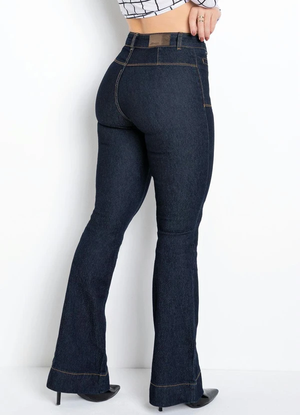 Sawary Jeans - Calça Flare Jeans Escuro Sawary com Botões 6