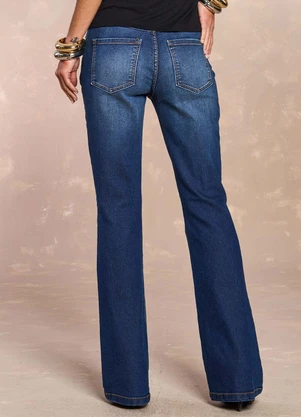Doce Trama - Calça Flare Petit Jasmim Retrô Glam Azul - DOCE TRAMA