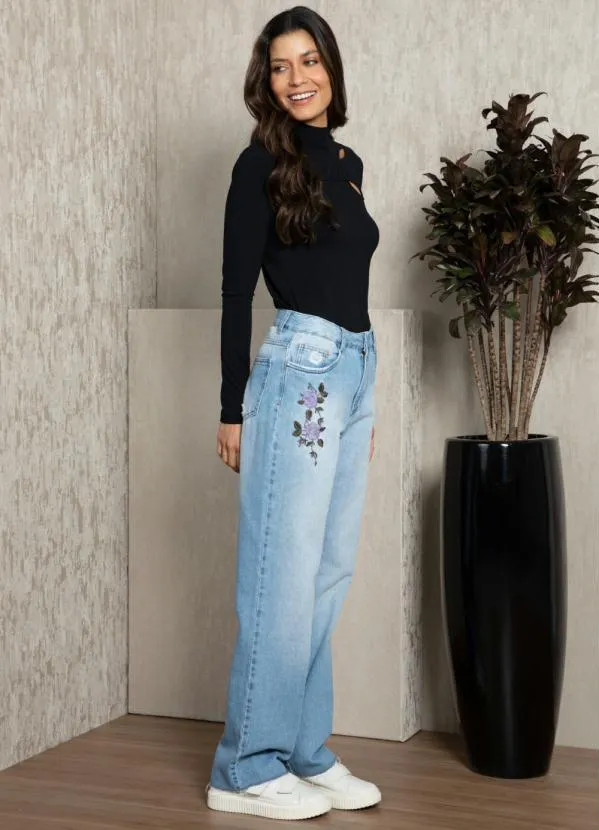 Quintess - Calça Jeans Azul com Bordado 7