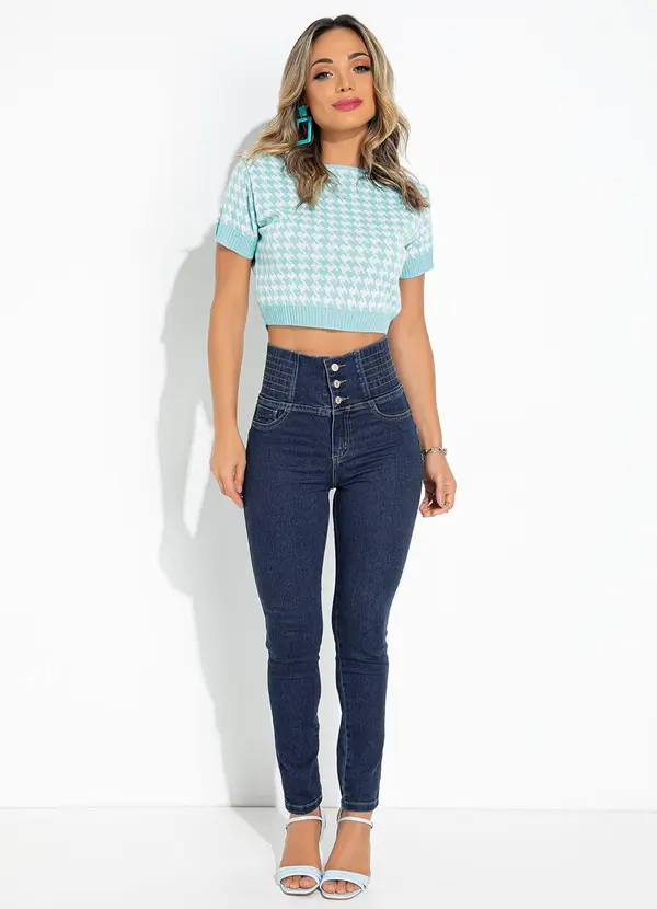 Sawary Jeans - Calça Jeans Azul Escuro com Elástico na Cintura 3