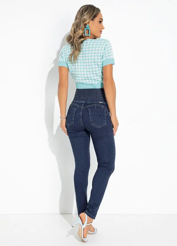 Sawary Jeans - Calça Jeans Azul Escuro com Elástico na Cintura 4
