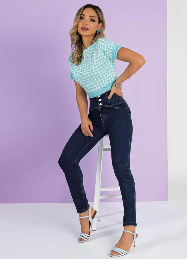 Sawary Jeans - Calça Jeans Azul Escuro com Elástico na Cintura 5