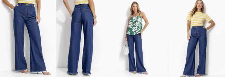 Cala Azul Escuro Em Jeans