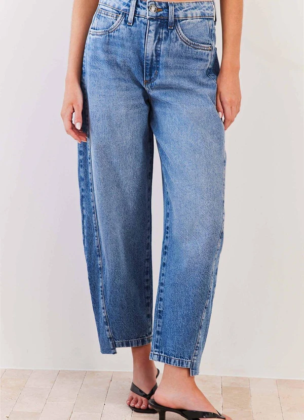 Sofie - Calça Jeans Barrel Cintura Alta Fluid Lines - Sofi