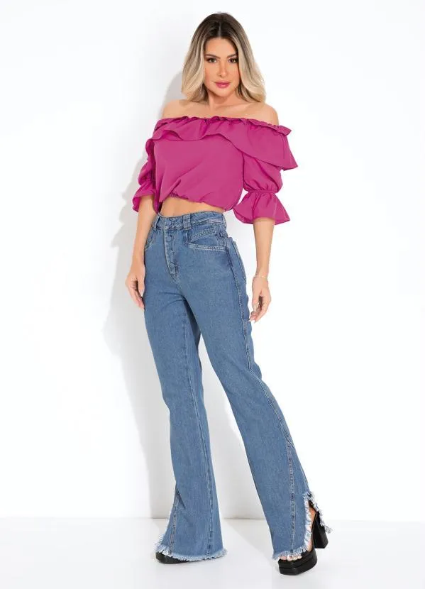 Sawary Jeans - Calça Jeans Boot Cut com Barra Desfiada Sawary 4