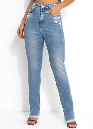 Sawary Jeans - Calça Jeans Boot Cut com Bolsos e Puídos Sawary - SAWARY JEANS