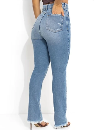 Sawary Jeans - Calça Jeans Boot Cut com Bolsos e Puídos Sawary - SAWARY JEANS