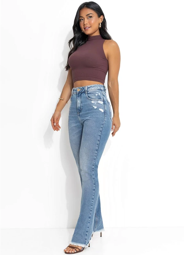 Sawary Jeans - Calça Jeans Boot Cut com Bolsos e Puídos Sawary 4