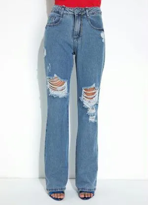 Sawary Jeans - Calça Jeans Boot Cut com Corrente Grátis Sawary - SAWARY JEANS