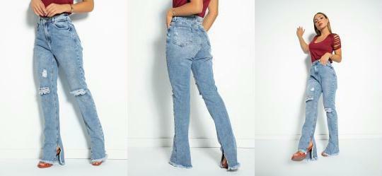 Cala Jeans Boot Cut com Destroyed Sawary