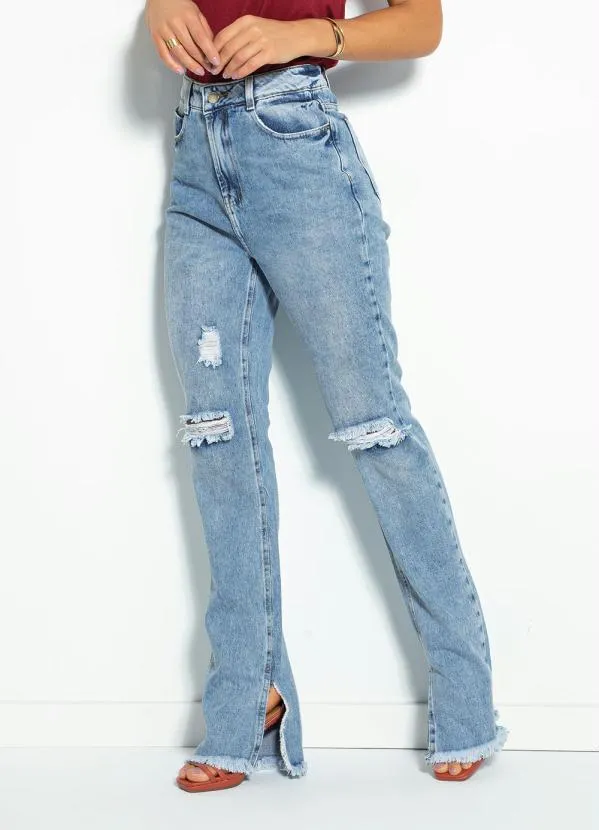 Sawary Jeans - Calça Jeans Boot Cut com Destroyed Sawary