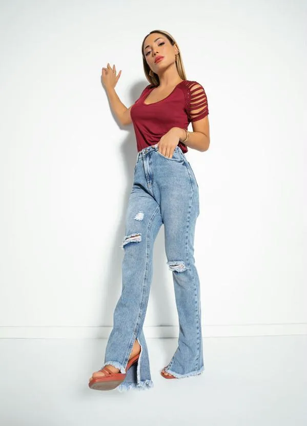 Sawary Jeans - Calça Jeans Boot Cut com Destroyed Sawary 3