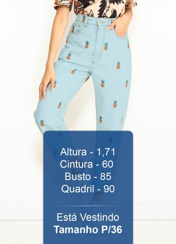 Farm - Calça Jeans Bordado Ponto de Abacaxi Azul 5