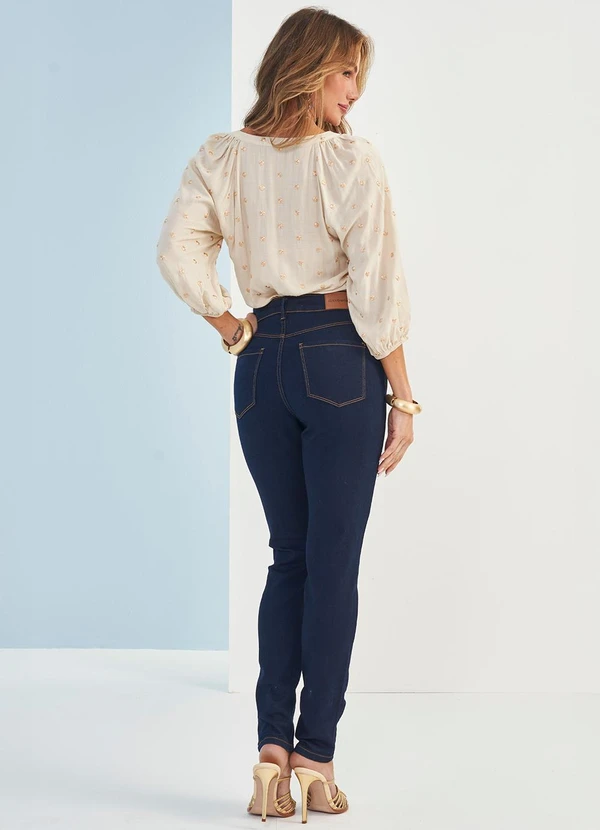 Doce Trama - Calça Jeans Brisa Cintura Alta Skinny Azul 4