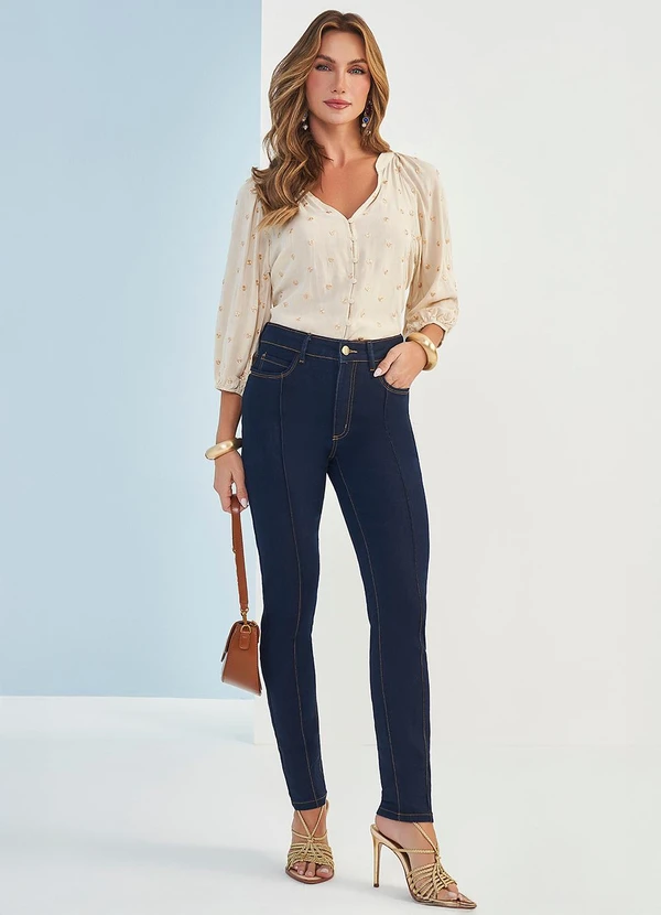 Doce Trama - Calça Jeans Brisa Cintura Alta Skinny Azul 6