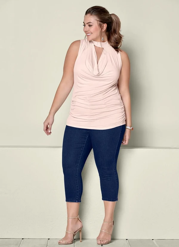 bonprix - Calça Jeans Capri Azul Escuro 12