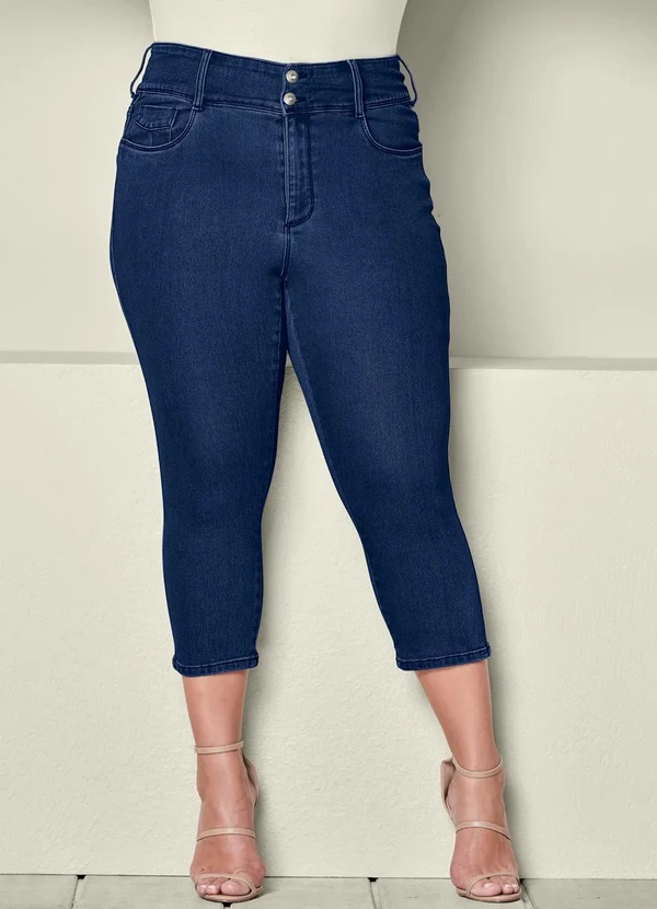 bonprix - Calça Jeans Capri Azul Escuro 7