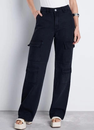 Meu Jeans - Calça Jeans Cargo Noir Preto - MEU JEANS