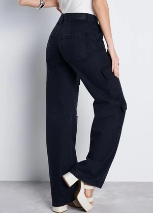 Meu Jeans - Calça Jeans Cargo Noir Preto - MEU JEANS