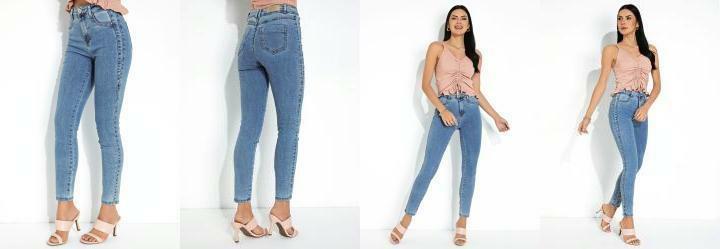Cal�a Jeans Cigarrete com Recortes Sawary