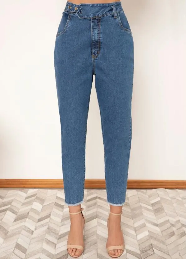 Quintess - Calça Jeans Cintura Alta e Barra Desfiada 5