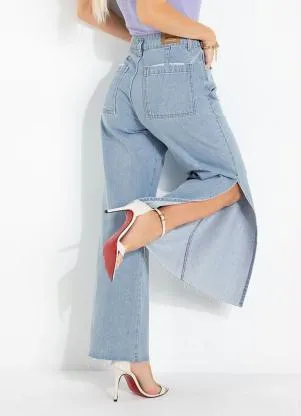 Sawary Jeans - Calça Jeans Clara Wide Leg com Fendas Sawary - SAWARY JEANS