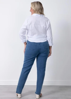 Quintess - Calça Jeans Claro com Pérolas - QUINTESS