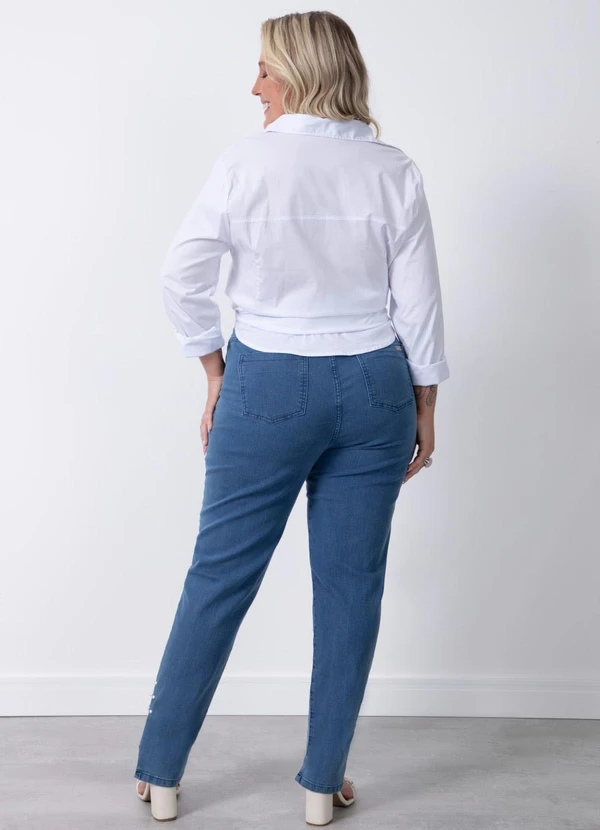 Quintess - Calça Jeans Claro com Pérolas 8