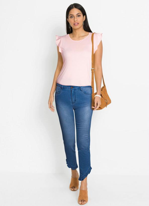 Outlet - Calça Jeans com Babados Azul Médio 3