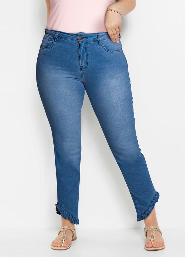 Outlet - Calça Jeans com Babados Azul Médio 5