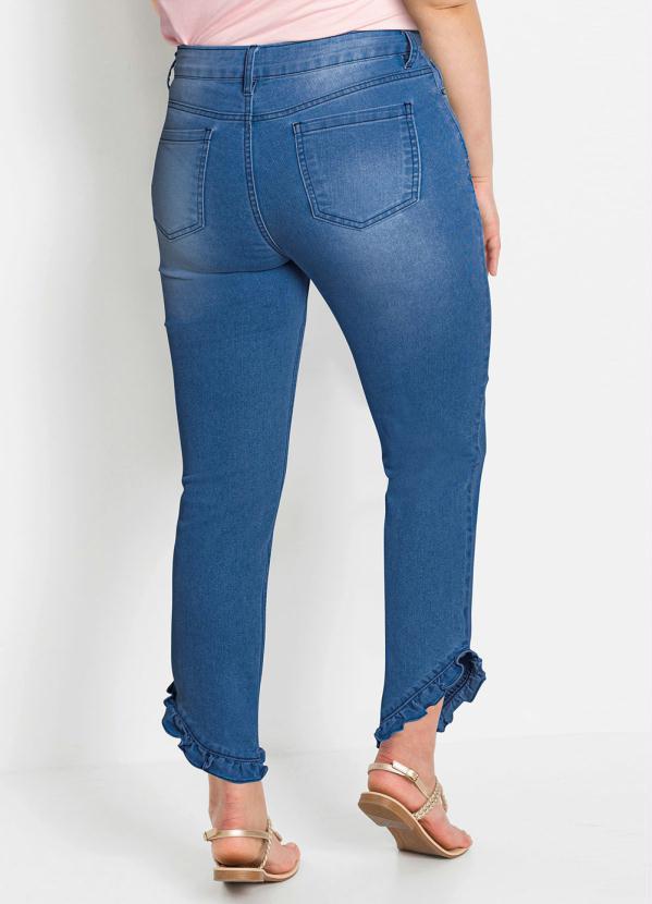 Outlet - Calça Jeans com Babados Azul Médio 6