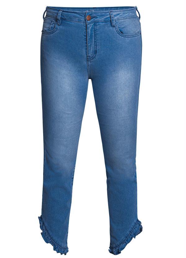 Outlet - Calça Jeans com Babados Azul Médio 9