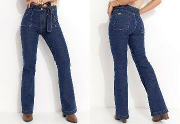 Cala Jeans com Bolsos Funcionais e Faixa