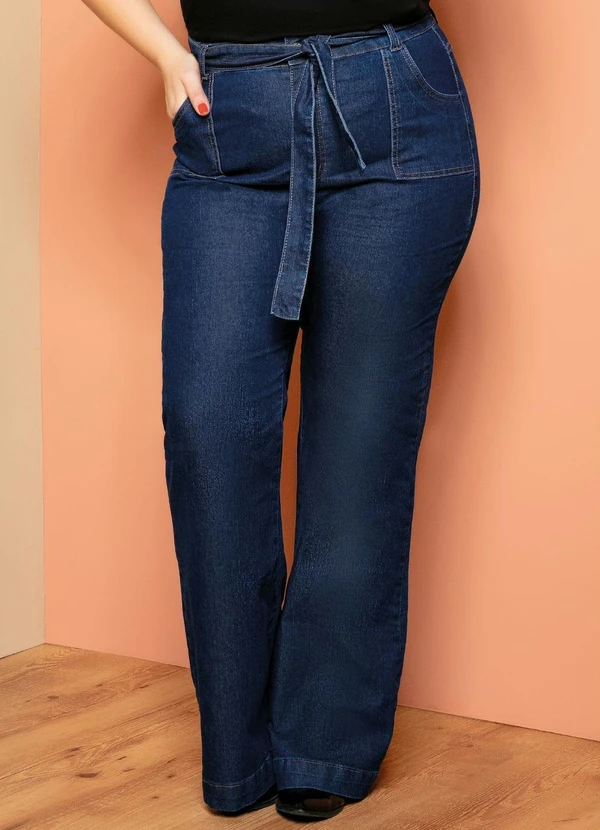 Quintess - Calça Jeans com Bolsos Funcionais e Faixa 12