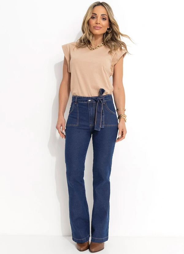 Quintess - Calça Jeans com Bolsos Funcionais e Faixa 3