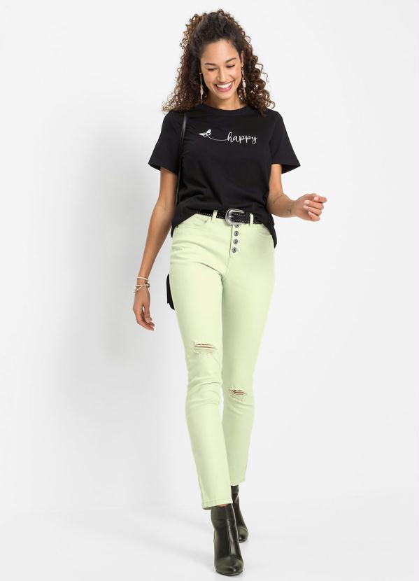Outlet - Calça Jeans com Bolsos Verde Menta 4