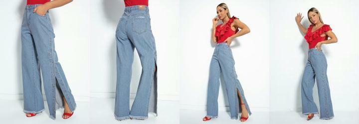 Cala Jeans com Botes nas Fendas Sawary