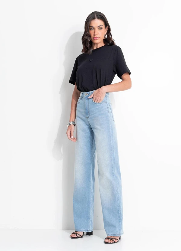 Colcci - Calça Jeans com Elastano Wide Leg Juliette Azul 3