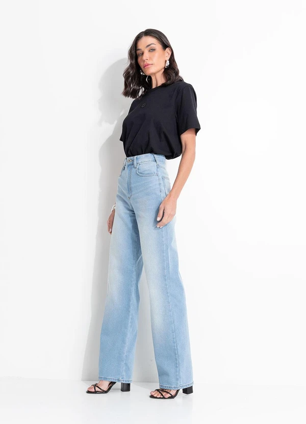 Colcci - Calça Jeans com Elastano Wide Leg Juliette Azul 4