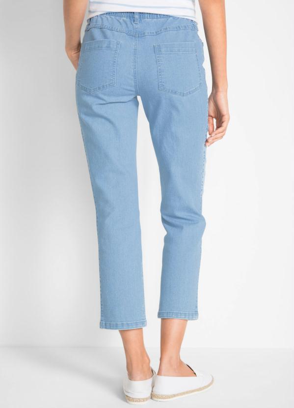 bonprix - Calça Jeans com Elástico no Cós Azul Claro 2