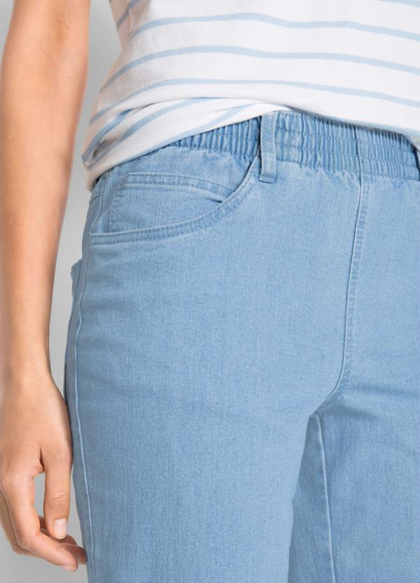 bonprix - Calça Jeans com Elástico no Cós Azul Claro 3