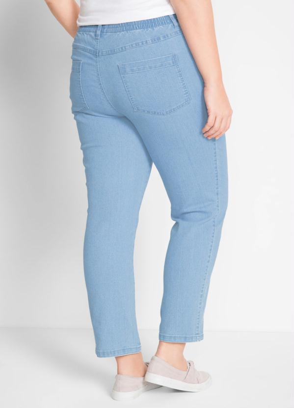 bonprix - Calça Jeans com Elástico no Cós Azul Claro 6