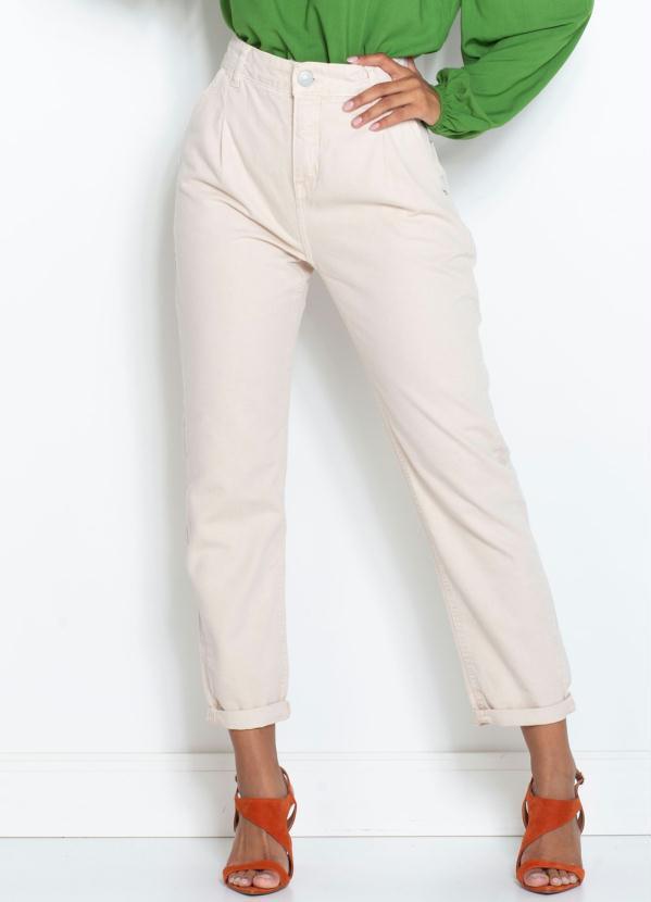 Dzarm - Calça Jeans com Pregas Off White