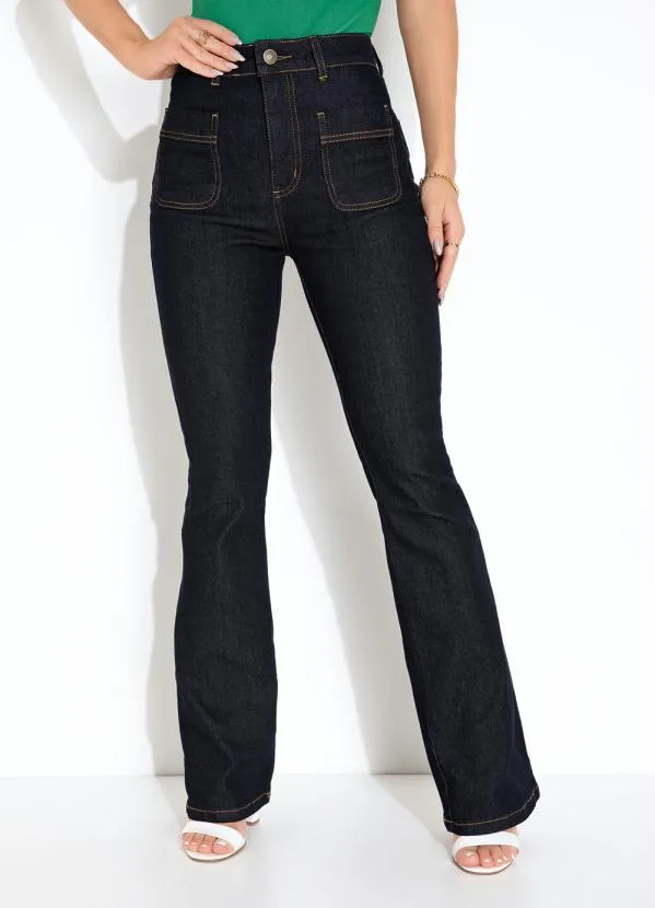 Sawary Jeans Calça Jeans Escura Boot Cut Sawary
