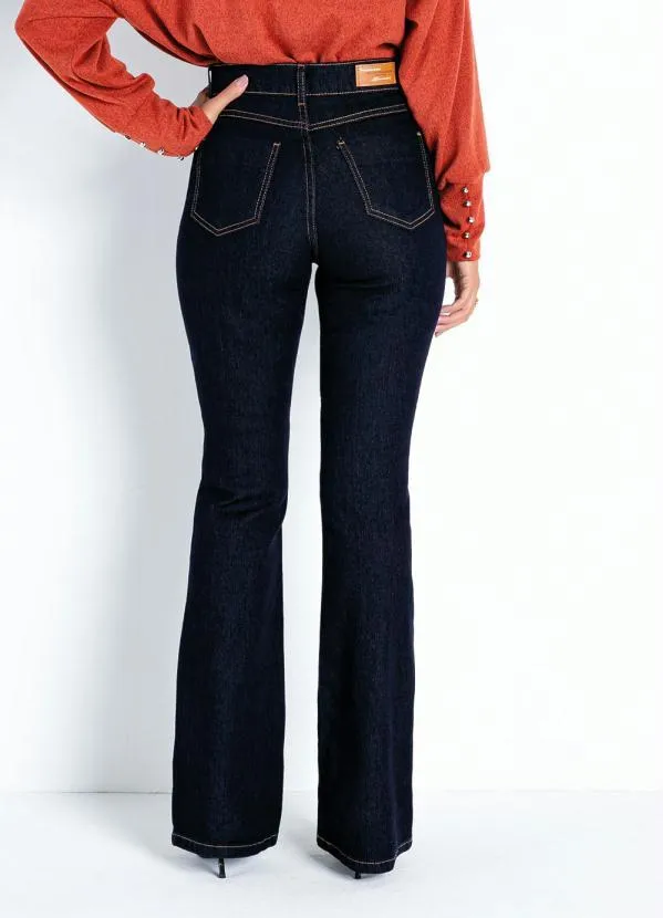 Sawary Jeans - Calça Jeans Escura Flare com Bolsos Sawary 2