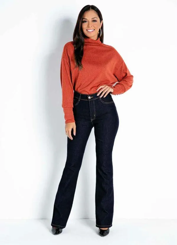 Sawary Jeans - Calça Jeans Escura Flare com Bolsos Sawary 3
