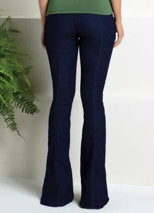 Quintess - Calça Jeans Escuro Flare com Fenda - QUINTESS