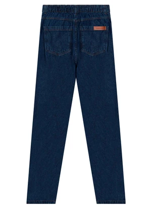 Marialícia - Calça Jeans Feminina Mom Elástico Azul - MARIALÍCIA