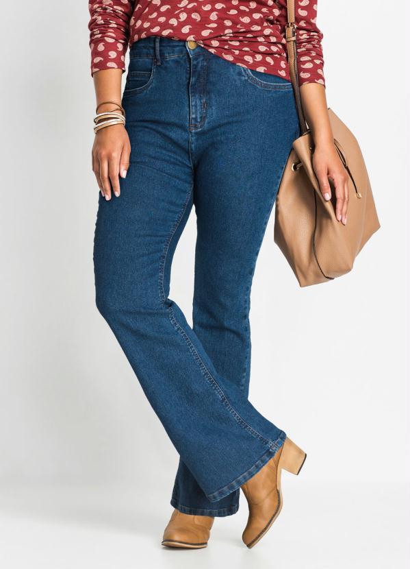 bonprix - Calça Jeans Flare Azul Médio 11